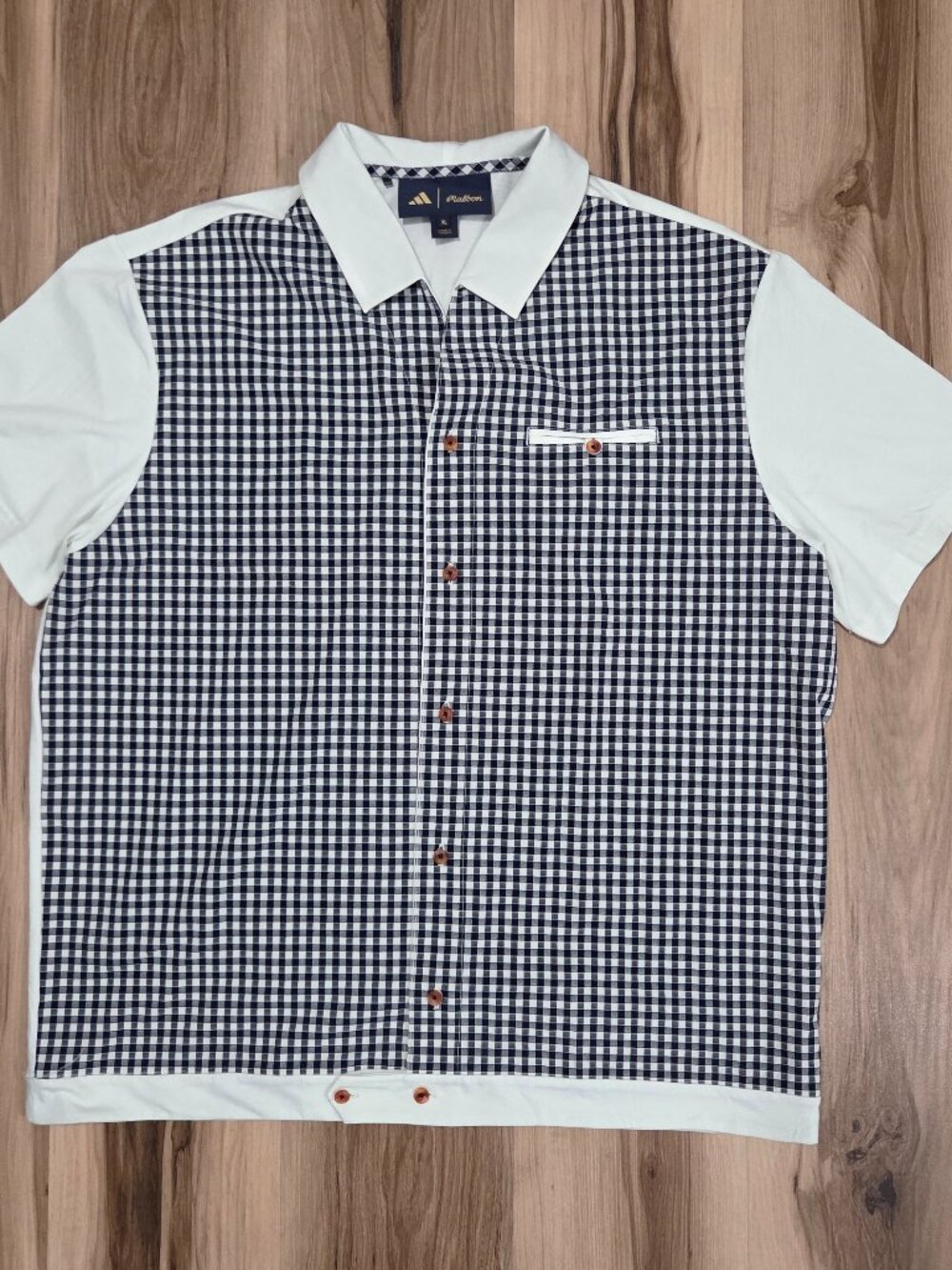 Malbon X Adidas Button Up Shirt Mens XL Green Plaid Graphic Luxury Golf